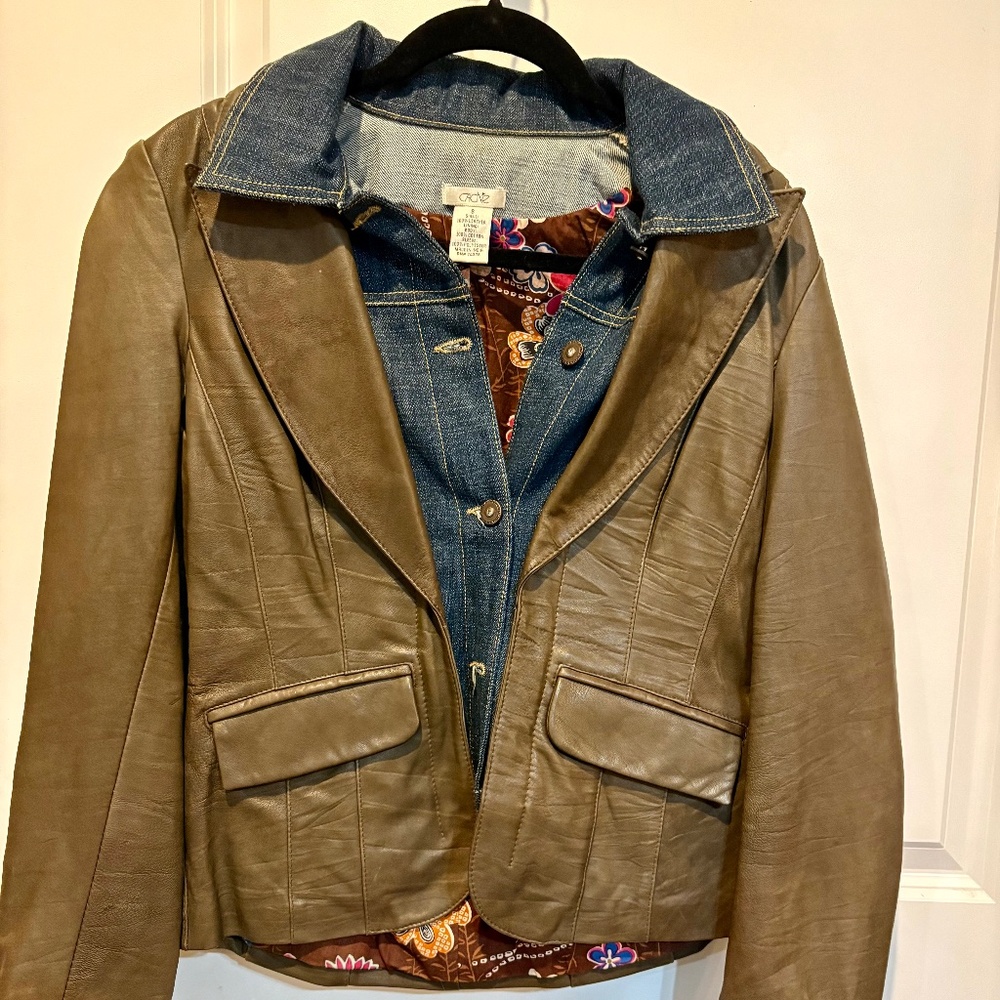 Leather and denim jacket